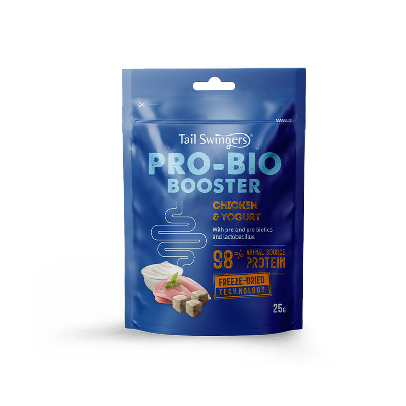 PROPET Dog Treats - Tail Swingers - Freeze Dried Protein Booster Bites Premium Protein Supplement -
Gastrointestinal Aid Chicken & Yogurt 25gr