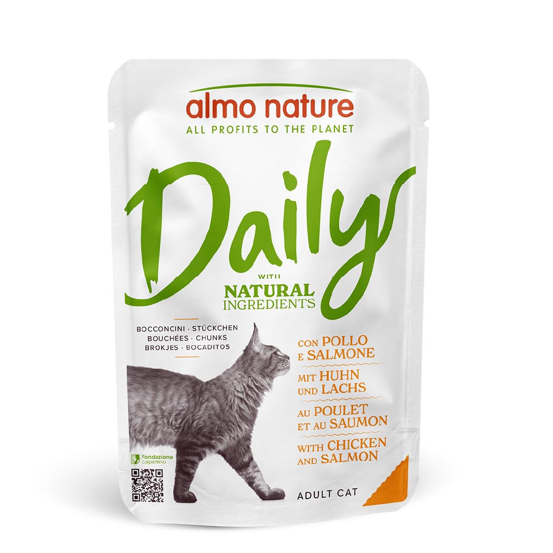 ALMO NATURE - Cat Wet Food DAILY CATS CHICKEN & SALMON 70GR