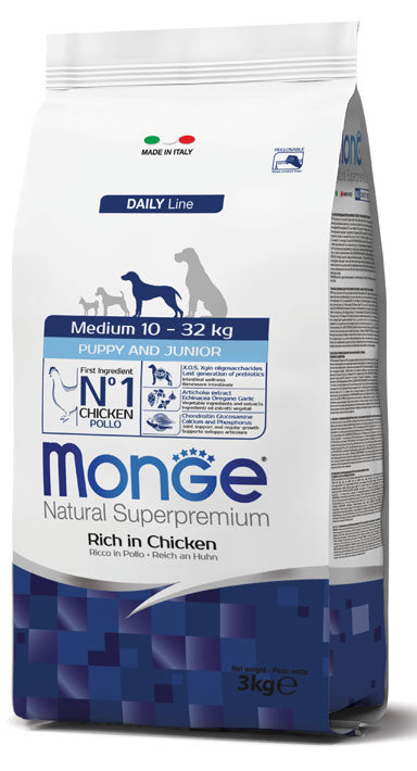 PROPET Monge Natural Superpremium Complete Food for Dogs Daily Line Medium Puppy & Junior Chicken 3Kg
