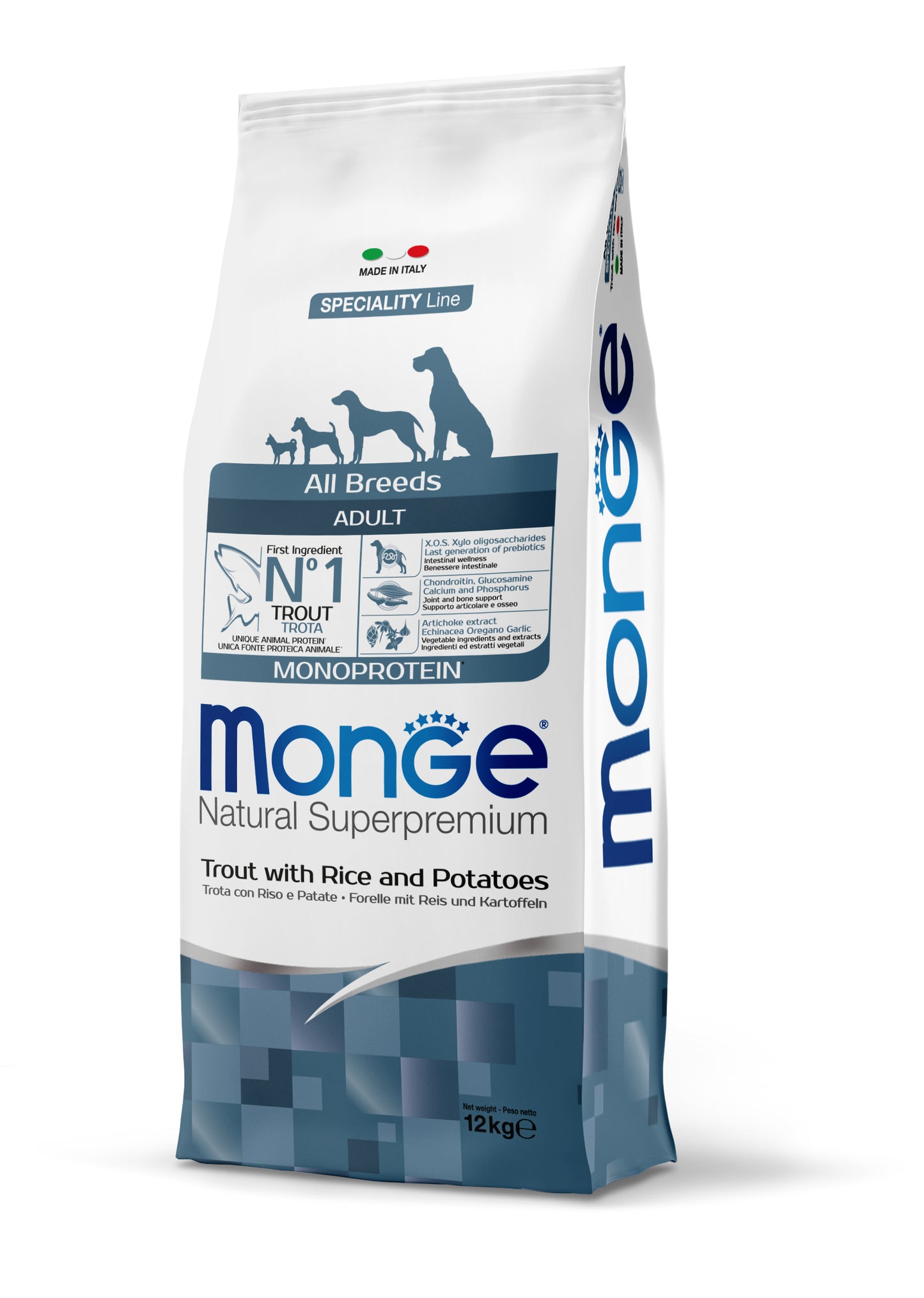 PROPET Monge Natural Superpremium Complete Food for Dogs All Breeds Adult Adult
All Breeds Trout with Rice & Potatoes
Monoprotein 12Kg