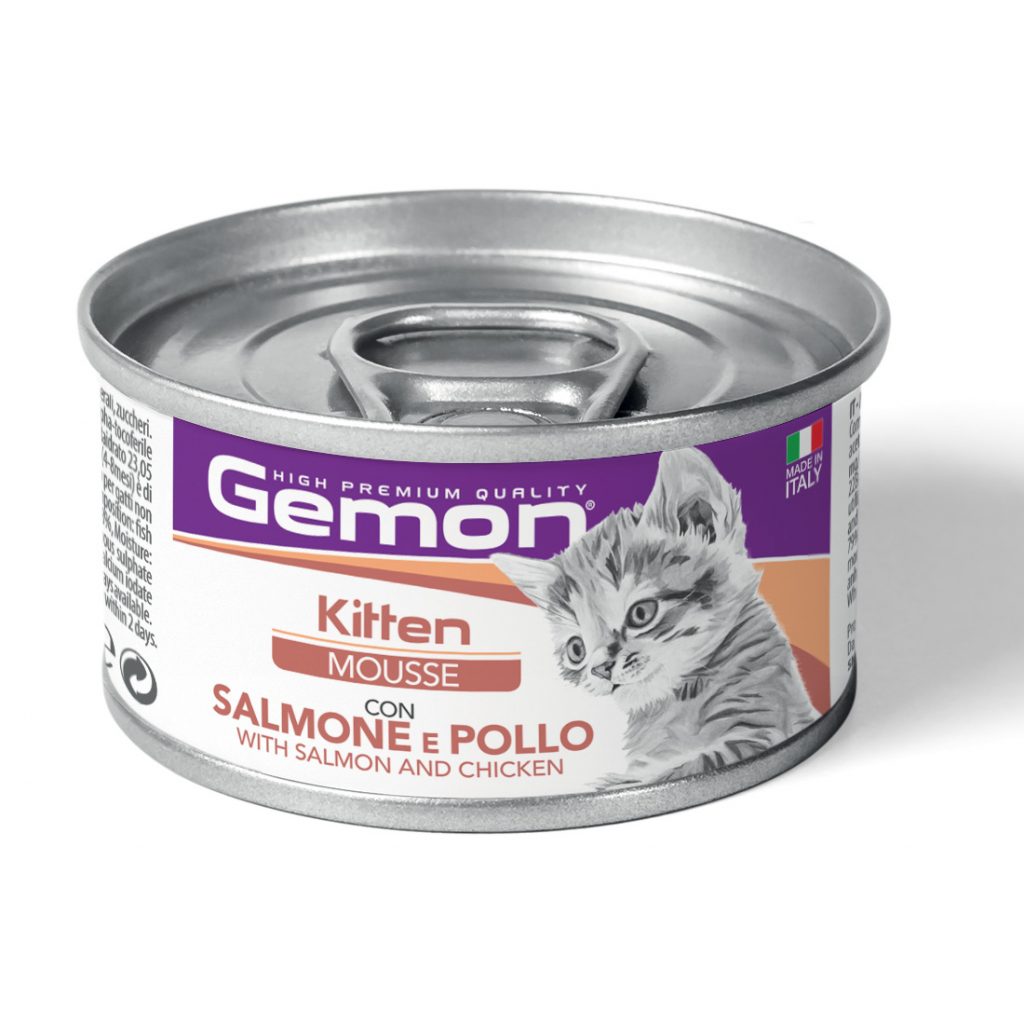 PROPET Gemon Complete Food for Cats - Wet Cans - Mousse Kitten Chicken & Salmon
(Mousse) Cans 85gr
(Box of 24)
