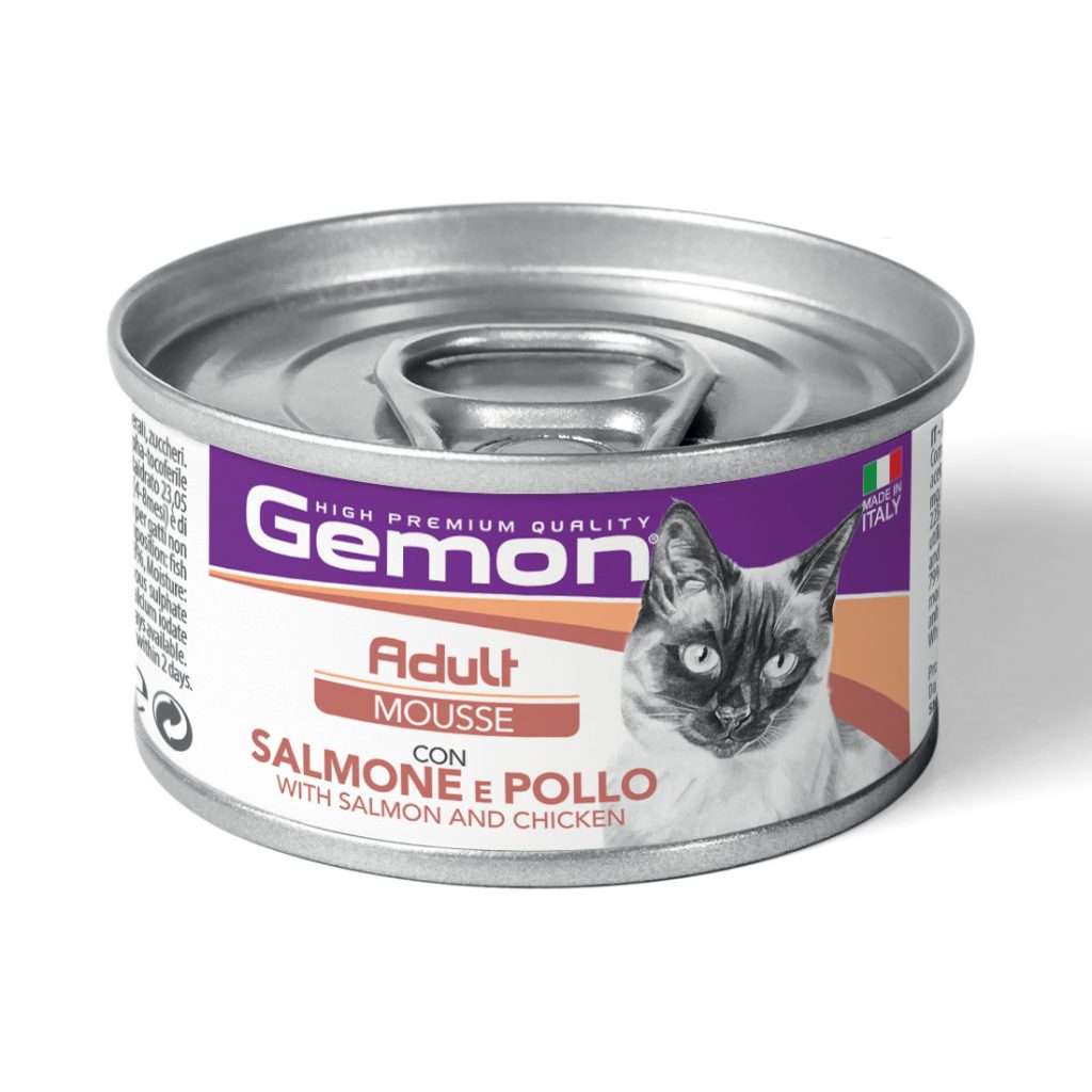 PROPET Gemon Complete Food for Cats - Wet Cans - Mousse Adult Chicken & Salmon
(Mousse) Cans 85gr
(Box of 24)