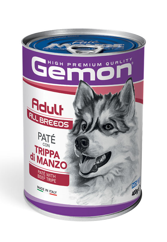 PROPET Gemon Complete Food for Dogs -Wet Cans - (Pâté) Adult
All Breeds Beef Tripe
(Pâté) Cans 400gr
(Box of 24)