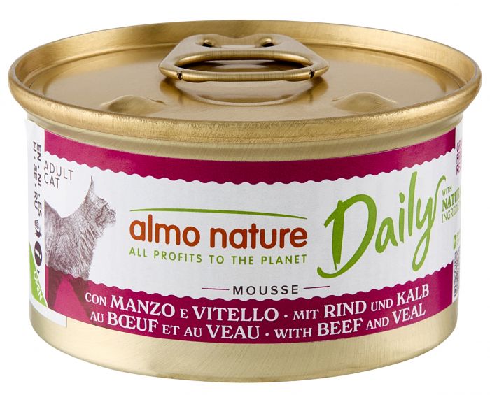 ALMO NATURE - Cat Wet Food DAILY MOUSSE BEEF & VEAL 85GR