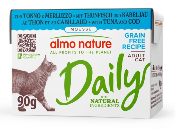 ALMO NATURE - Cat Wet Food DAILY MOUSSE TUNA & COD 90GR