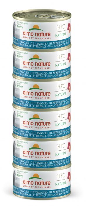 ALMO NATURE - Cat Wet Food HFC NATURAL MEGA TUNA , CHICKEN & CHEESE 6X70GR