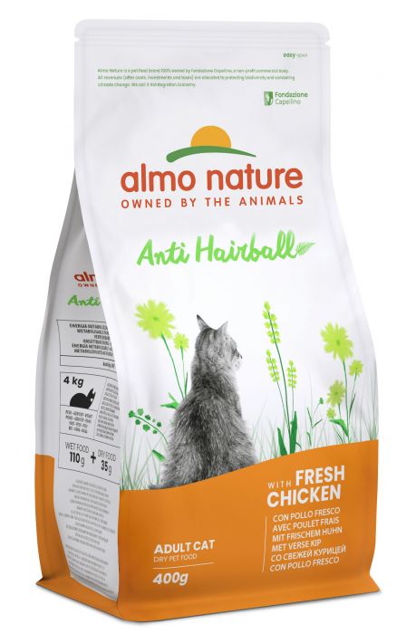 ALMO NATURE - Cat Dry Food FUNCTIONAL ANTI-HAIRBALL CHICKEN&RICE 400G