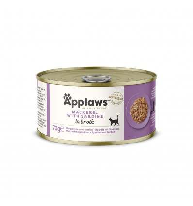 Applaws Cat Wet Food Adult Broth Tins Mackerel and Sardine 70g-24