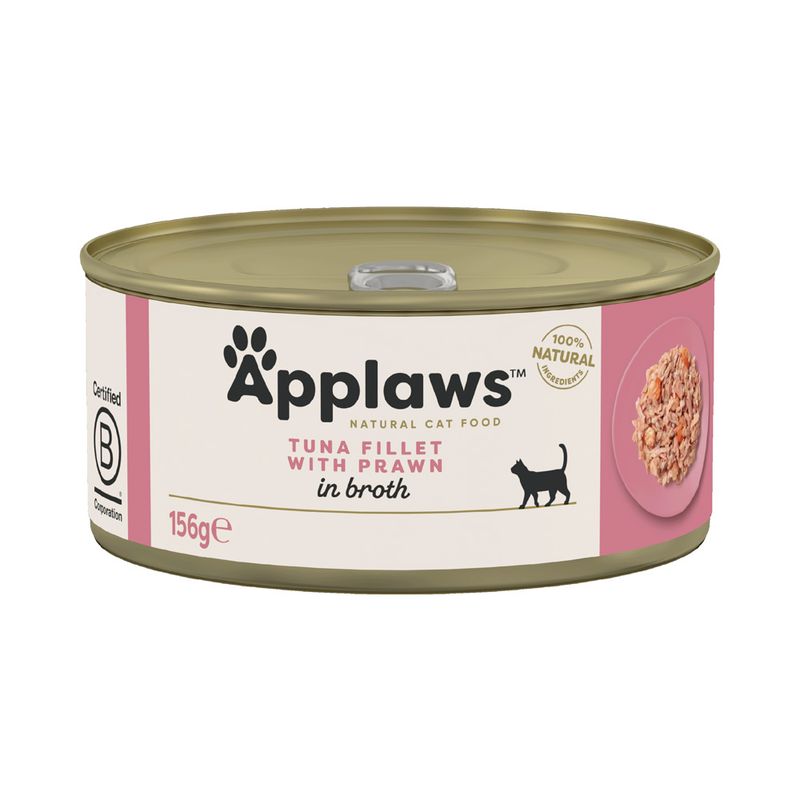 Applaws Cat Wet Food Adult Broth Tins Tuna Fillet and Prawn 156g-24