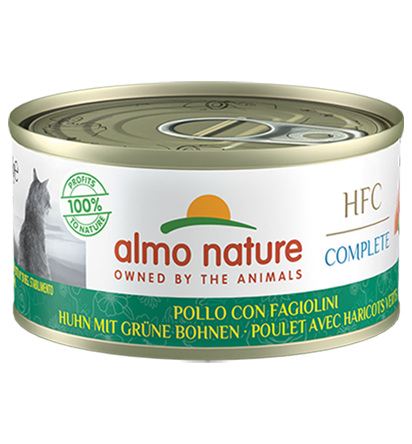 ALMO NATURE - Cat Wet Food HFC COMPLETE CHICKEN & GREEN BEANS 70GR