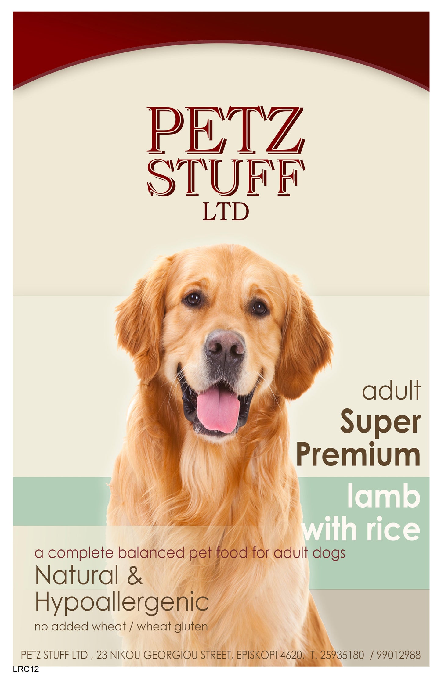 PETZ STUFF 12kg SP Lamb With Rice Dog Food Dry PT/A4-BL