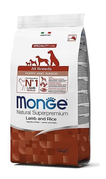 Monge Natural Superpremium All Breeds Puppy & Junior Puppy & Junior All Breeds Lamb with Rice