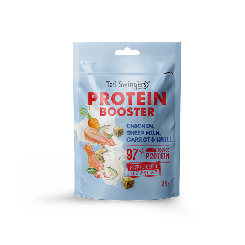 PROPET Dog Treats - Tail Swingers - Freeze Dried Protein Booster Bites Premium Protein Supplement - Overall Health Chicken, Sheep Milk, Carrot & Krill 25gr