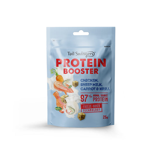 PROPET Dog Treats - Tail Swingers - Freeze Dried Protein Booster Bites Premium Protein Supplement - Overall Health Chicken, Sheep Milk, Carrot & Krill 25gr