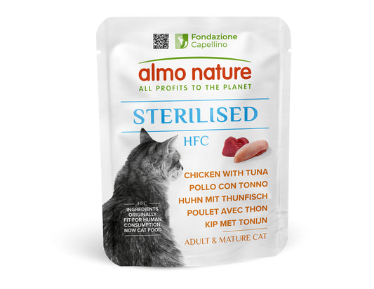 ALMO NATURE - Cat Wet Food HFC STERILISED CHICKEN & TUNA 50GR
