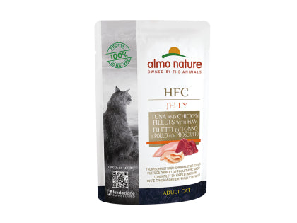 ALMO NATURE - Cat Wet Food JELLY HFC TUNA, CHICKEN & HAM 55GR
