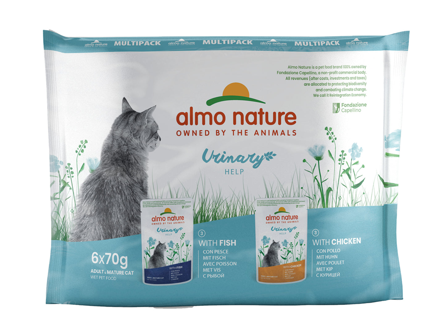 ALMO NATURE - Cat Wet Food MULTI URINARY  FISH/CHICKEN 6X70GR