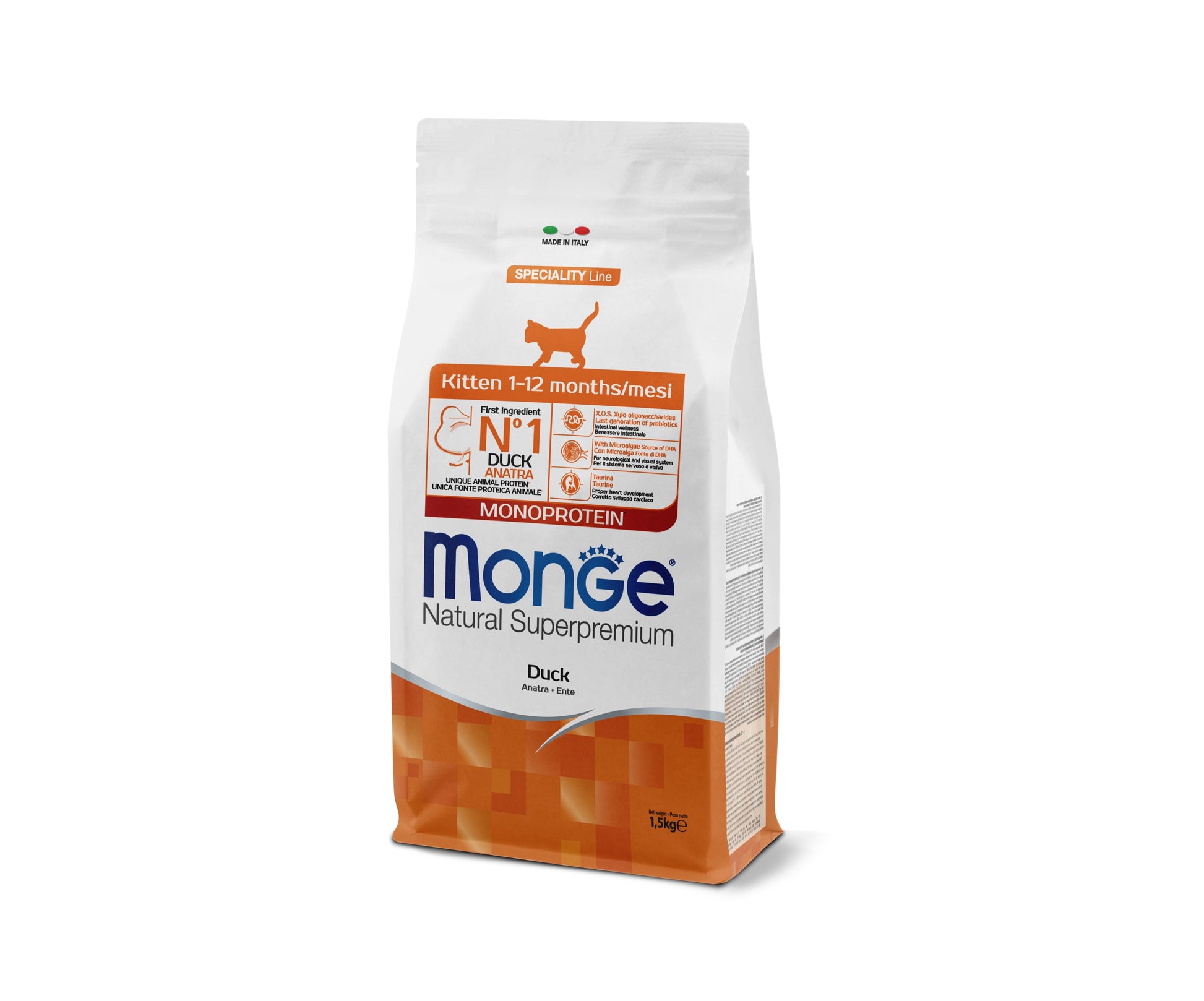PROPET Monge Natural Superpremium Complete Food for Cats Speciality Line - Maintenance Kitten Duck
(Monoprotein) 1.5Kg