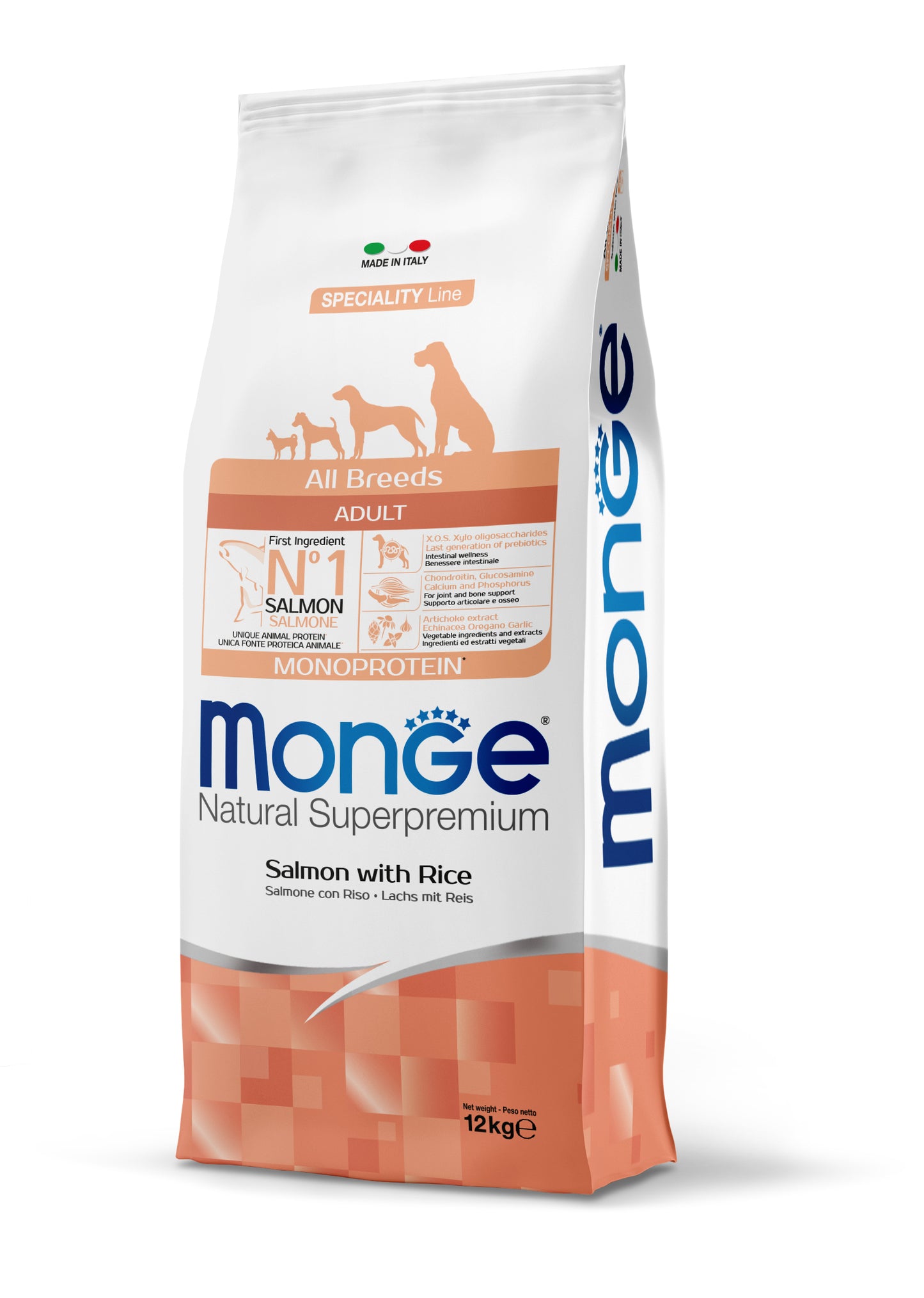 PROPET Monge Natural Superpremium Complete Food for Dogs All Breeds Adult Adult
All Breeds Salmon with Rice
Monoprotein 12Kg