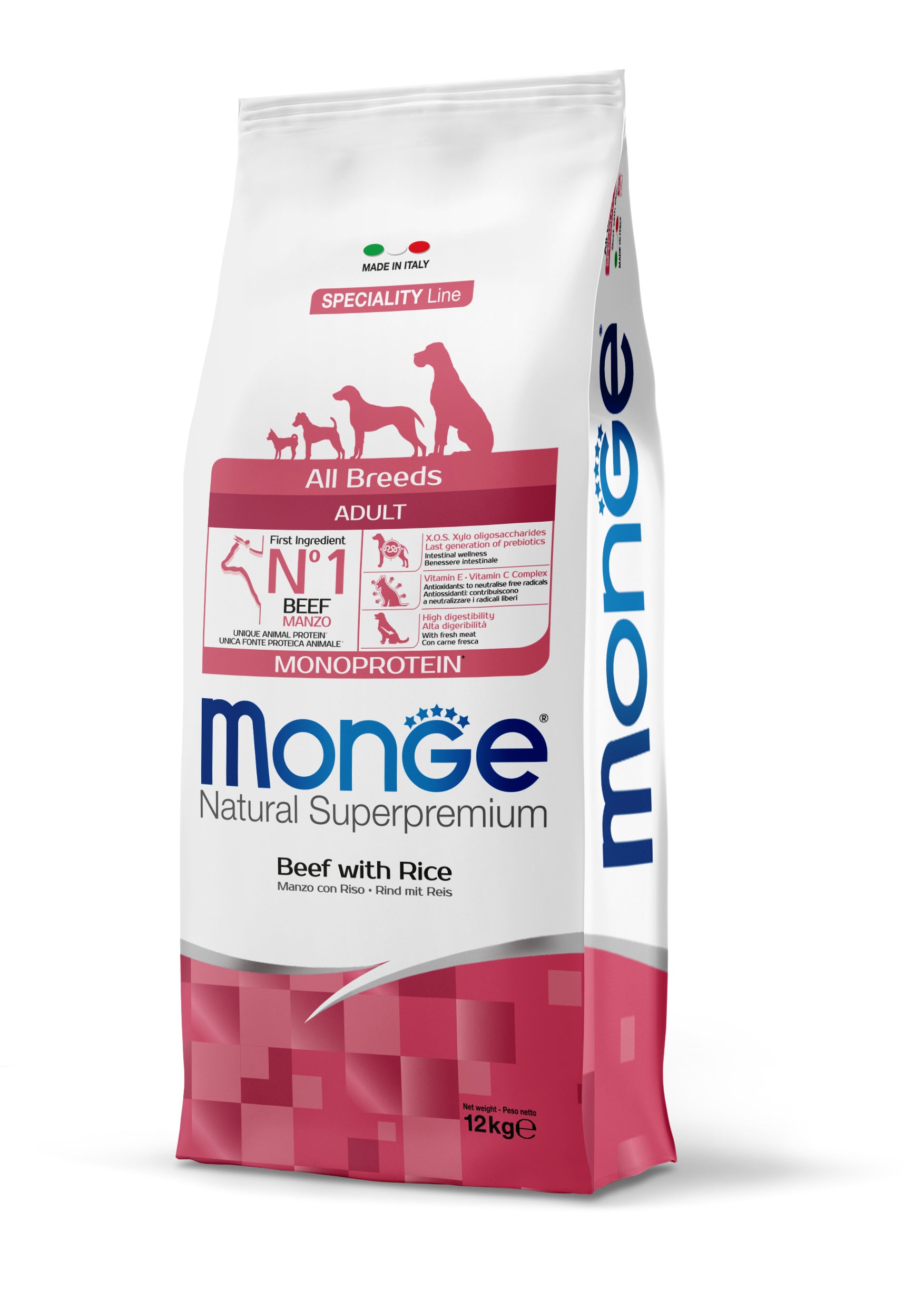 PROPET Monge Natural Superpremium Complete Food for Dogs All Breeds Adult Adult
All Breeds Beef with Rice
Monoprotein 12Kg
