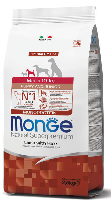 PROPET Monge Natural Superpremium Complete Food for Dogs Speciality Lne Mini Puppy
Mini Lamb with Rice
Monoprotein 2.5Kg