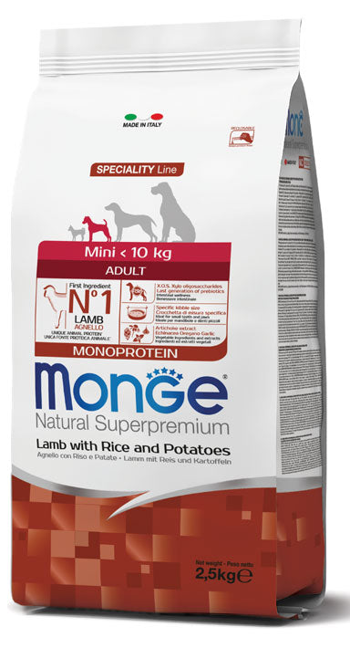 PROPET Monge Natural Superpremium Complete Food for Dogs Speciality Lne Mini Adult
Mini Lamb with Rice & Potatoes
Monoprotein 2.5Kg