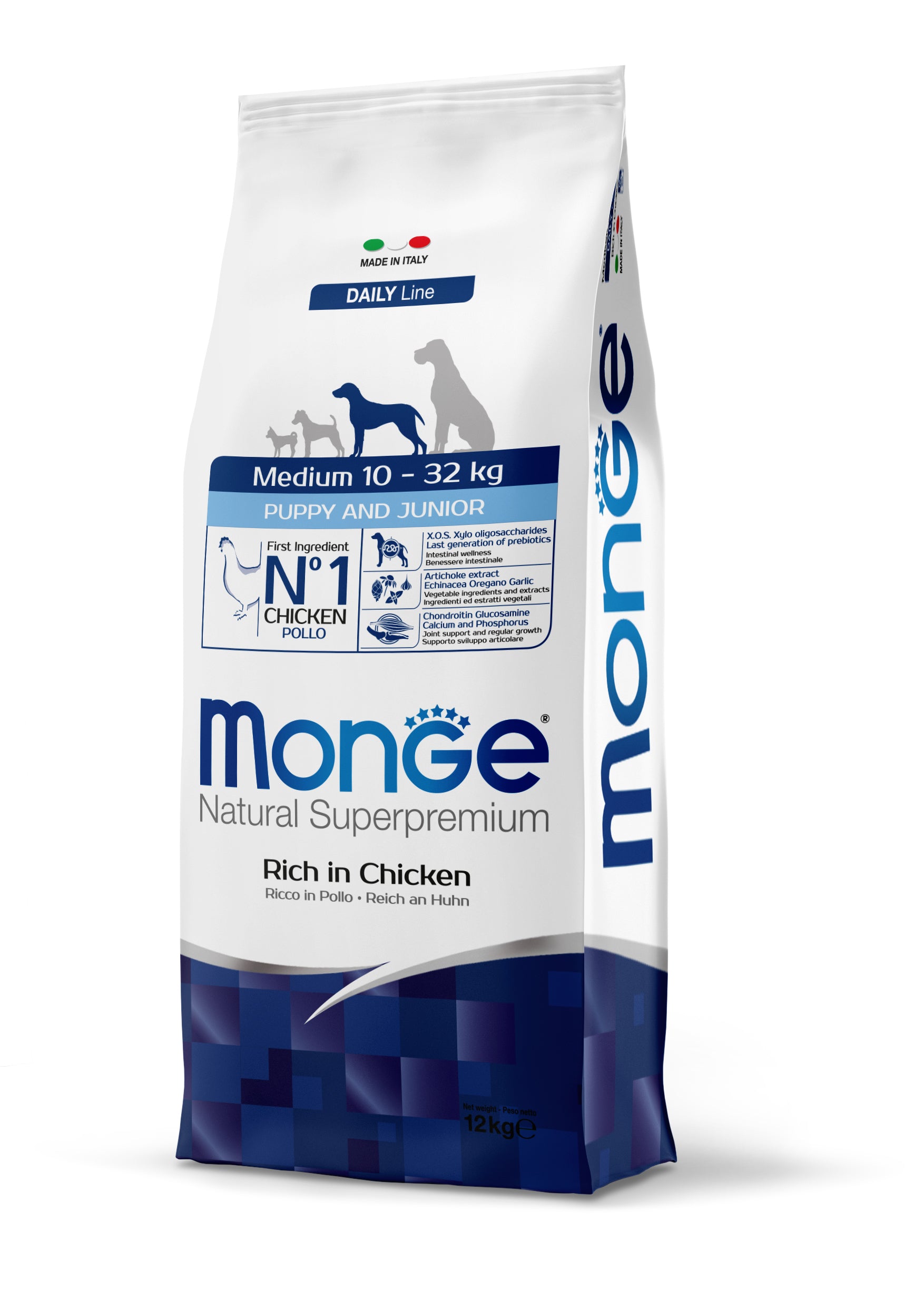 PROPET Monge Natural Superpremium Complete Food for Dogs Daily Line Medium Puppy & Junior Chicken 12Kg