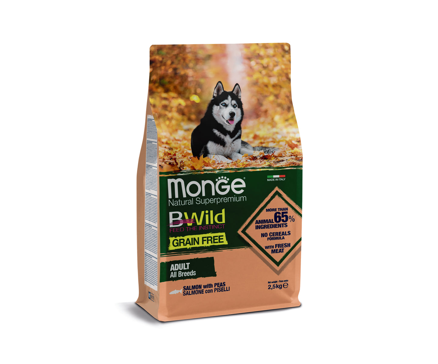 PROPET Monge Bwild Complete Food for Dogs Dry - Grain Free Adult
All Breeds Salmon & Peas 2.5Kg
(N/A)
