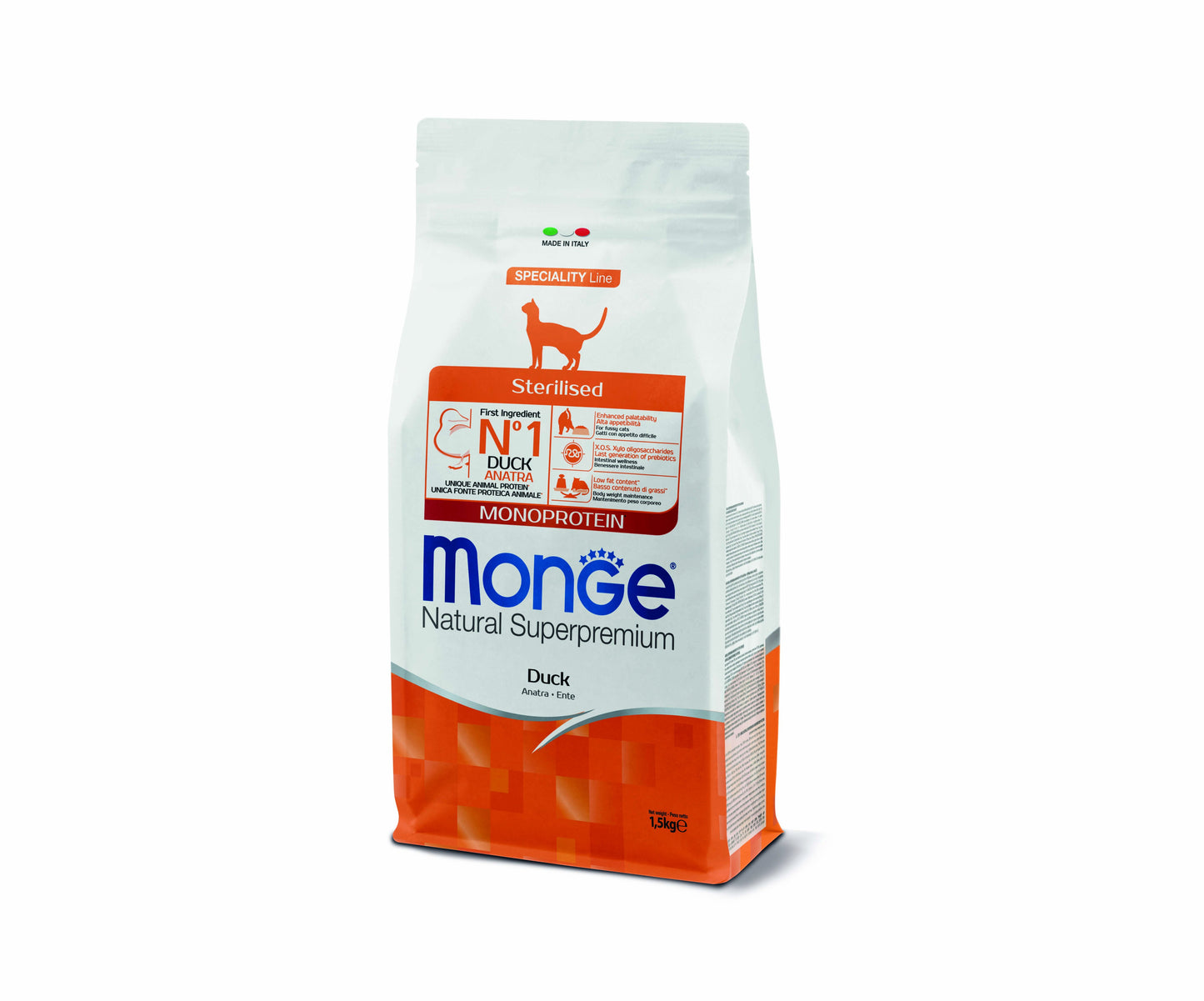PROPET Monge Natural Superpremium Complete Food for Cats Speciality Line - Special Needs Sterilised Duck
(Monoprotein) 1.5Kg
