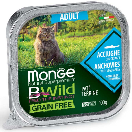 PROPET Monge Bwild Complete Food for Cats Wet Adult Anchovies with Vegetables
(Pâté Terrine) Alutray 100gr
(Box of 32)