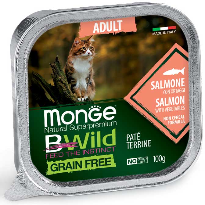 PROPET Monge Bwild Complete Food for Cats Wet Adult Salmon with Vegetables
(Pâté Terrine) Alutray 100gr
(Box of 32)