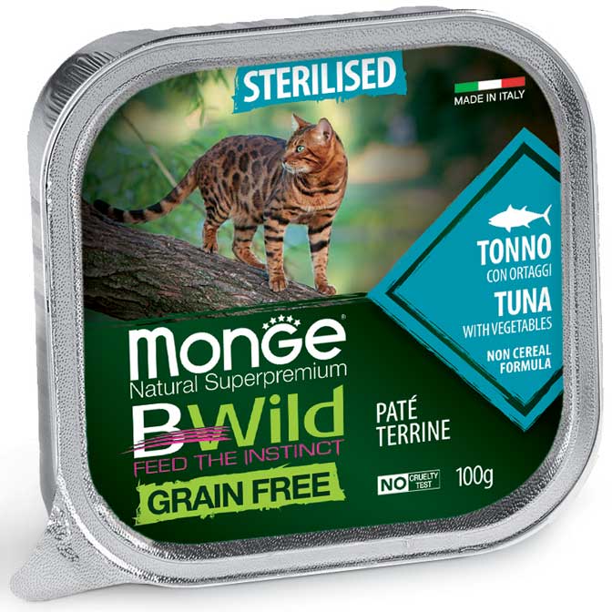 PROPET Monge Bwild Complete Food for Cats Wet Sterilised Tuna with Vegetables
(Pâté Terrine) Alutray 100gr
(Box of 32)