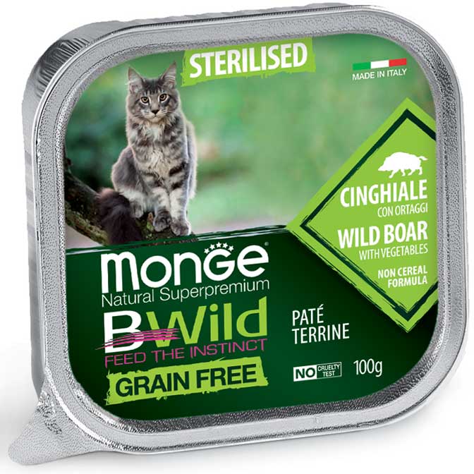 PROPET Monge Bwild Complete Food for Cats Wet Sterilised Wild Boar with Vegetables
(Pâté Terrine) Alutray 100gr
(Box of 32)