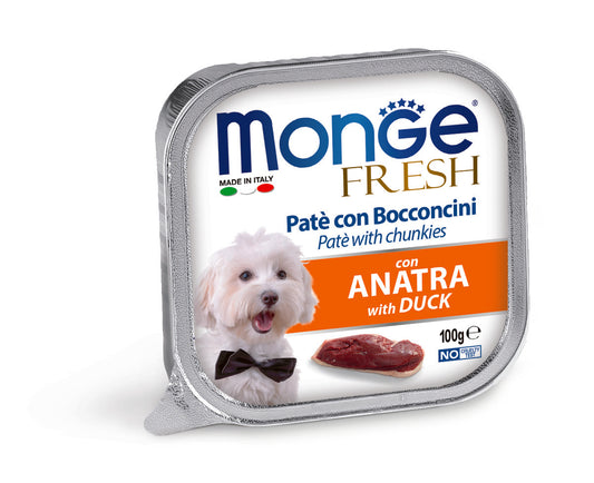 PROPET Monge WET Food For Dogs - Fresh - Complete Food Adult Duck
(Pâté & Chunkies) Alutray 100gr
(Box of 32)