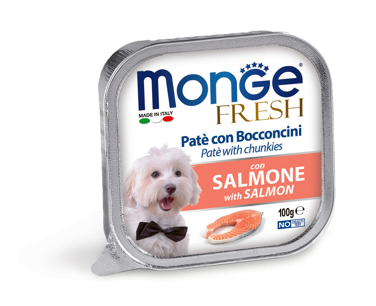PROPET Monge WET Food For Dogs - Fresh - Complete Food Adult Salmon
(Pâté & Chunkies) Alutray 100gr
(Box of 32)