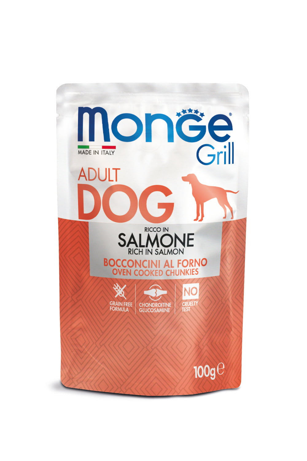 PROPET Monge WET Food For Dogs - Grill - Complete Food Adult Salmon
(Chunkies) Pouch 100gr
(Box of 24)