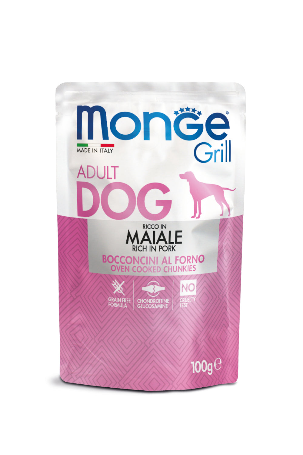 PROPET Monge WET Food For Dogs - Grill - Complete Food Adult Pork
(Chunkies) Pouch 100gr
(Box of 24)