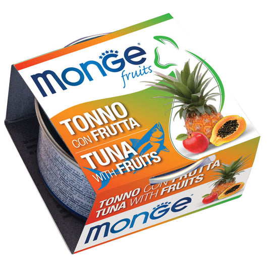 PROPET Monge WET Food For Cats - Fruit - Complementary Food Adult Tuna & Fruits Cans 80gr
(Box of 24)
