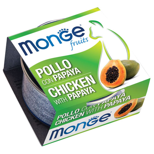 PROPET Monge WET Food For Cats - Fruit - Complementary Food Adult Chicken & Papaya Cans 80gr
(Box of 24)