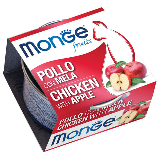PROPET Monge WET Food For Cats - Fruit - Complementary Food Adult Chicken & Apple Cans 80gr
(Box of 24)
