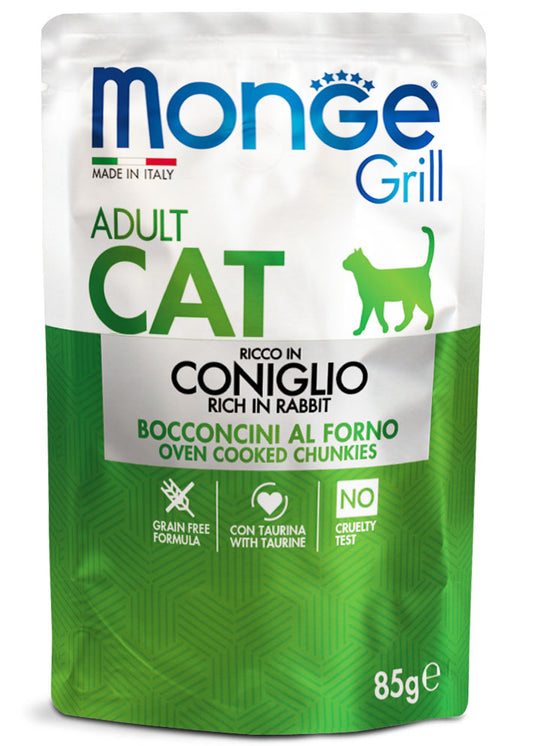 PROPET Monge WET Food For Cats - Grill - Complete Food Adult Rabbit
(Chunkies) Pouch 85gr
(Box of 28)
