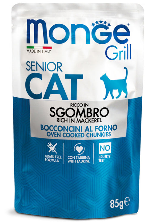 PROPET Monge WET Food For Cats - Grill - Complete Food Senior Mackerell
(Chunkies) Pouch 85gr
(Box of 28)