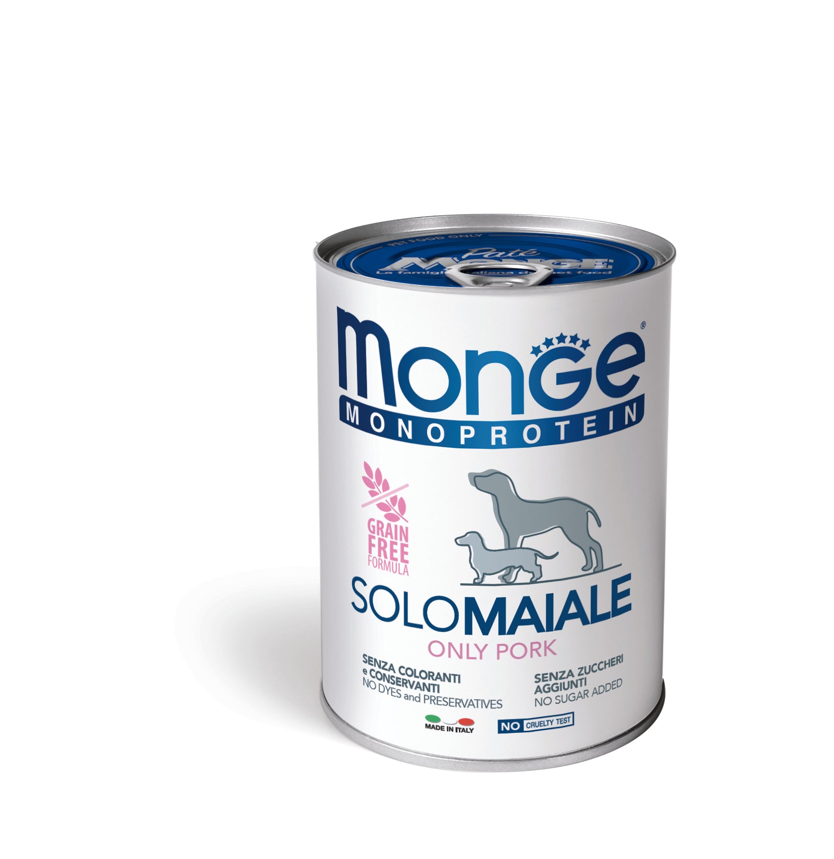 PROPET Monge WET Food For Dogs - Monoprotein - Complete Food Adult Only Pork
(Pâté) Cans 400gr
(Box of 24)