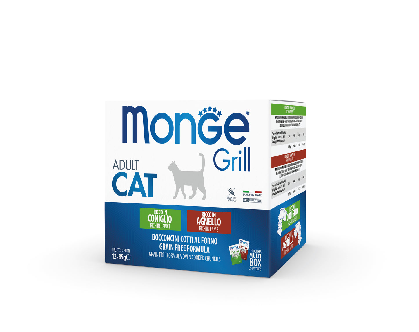 PROPET Monge WET Food For Cats - Grill - Complete Food Adult
Multibox -Rabbit
-Lamb
(Chunkies) Pouch 85gr
(Box of 12)