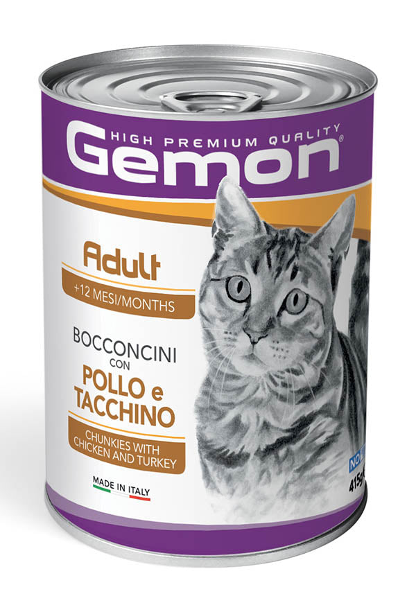 PROPET Gemon Complete Food for Cats - Wet Cans - Chunkies Adult Chicken & Turkey
(Chunkies) Cans 415gr
(Box of 24)
