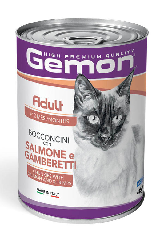 PROPET Gemon Complete Food for Cats - Wet Cans - Chunkies Adult Salmon & Shrimps
(Chunkies) Cans 415gr
(Box of 24)