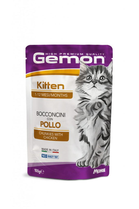 PROPET Gemon Complete Food for Cats - Wet Pouches - Chunkies Kitten Chicken
(Chunkies) Pouch 100gr
(Box of 24)