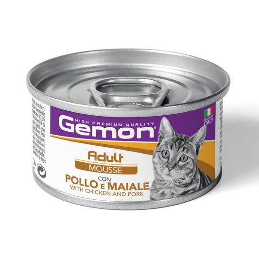 PROPET Gemon Complete Food for Cats - Wet Cans - Mousse Adult Chicken & Pork
(Mousse) Cans 85gr
(Box of 24)