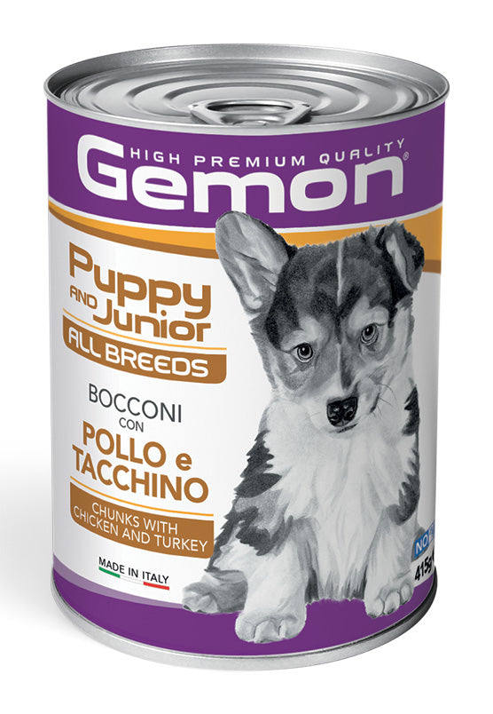PROPET Gemon Complete Food for Dogs - Wet Pouches - Chunkies Puppy & Junior
All Breeds Chicken & Turkey
(Chunkies) Cans 415gr
(Box of 24)