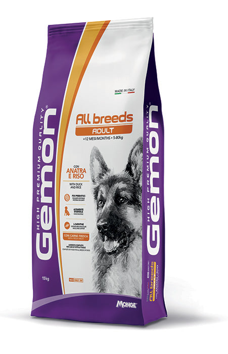 Gemon Dog Adult για όλες τις φυλές με πάπια και ρύζι